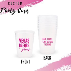Personalisierte Partybecher - 8er-Set Partygläser - Vegas Bachelorette - Personalisierte Bachelorette Becher - Bruchsichere Plastikbecher