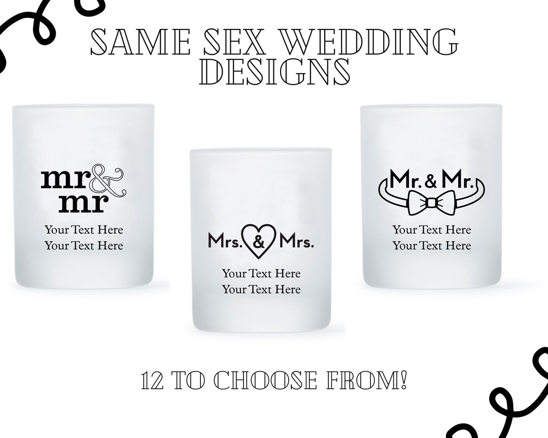 Custom Same Sex Wedding or Engagement Frosted Shot Glasses 12 Designs