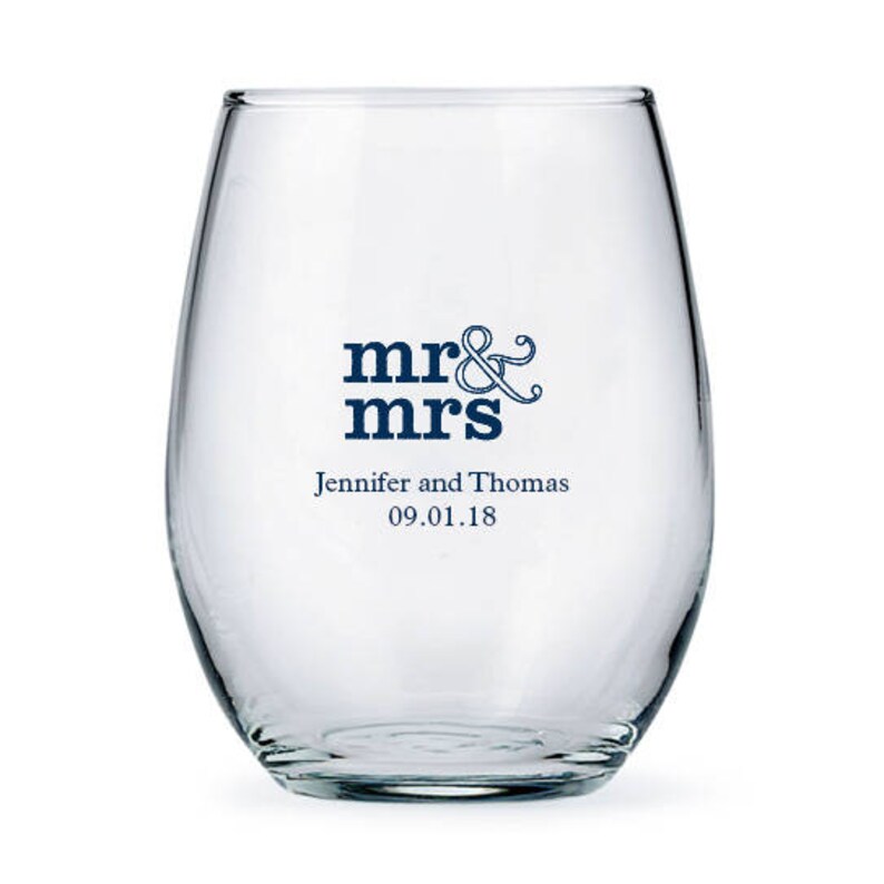 Custom Large Stemless Wine Glasses Mr and Mrs Standard Etsy