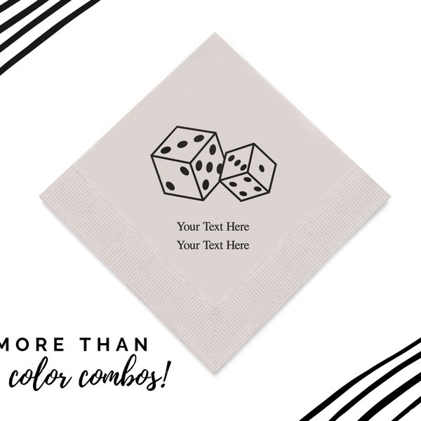 Custom Dice Print Napkins - 50 Personalized Napkins - Party Napkins - Personalized Birthday Napkins - Casino Theme - Bachelor Party