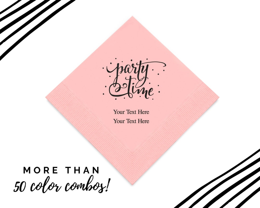 Party Time Napkins Paper Napkin Party Napkins Personalized Napkins
