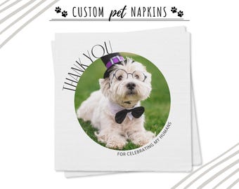 Custom Pet Photo Cocktail Napkins - Personalized Dog Photo Luncheon Napkins - Custom Cat Photo Napkins - Birthday Napkins - Wedding Napkins