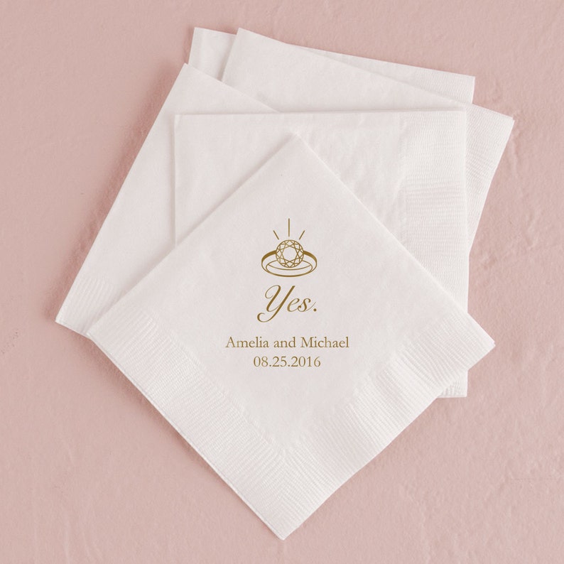 Engagement Ring Printed Napkins Engagement Party Napkin Etsy