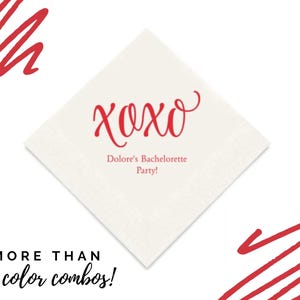 50 tovaglioli stampati XOXO - Tovaglioli di carta personalizzati per feste - Tovaglioli personalizzati per matrimoni - Tovaglioli personalizzati per addio al nubilato - Tovaglioli per viaggi tra ragazze