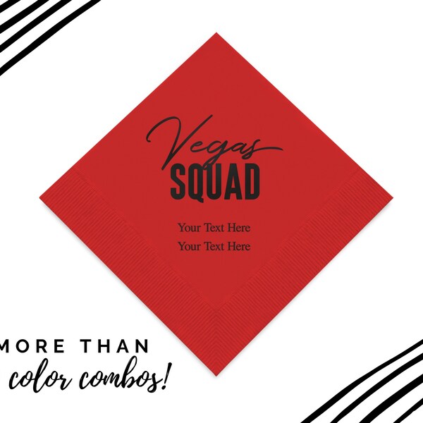 Custom Vegas Squad Napkins - Personalized Paper Napkins - Birthday Party Napkins - Personalized Vegas Themed Napkins - Set of 50 Napkins