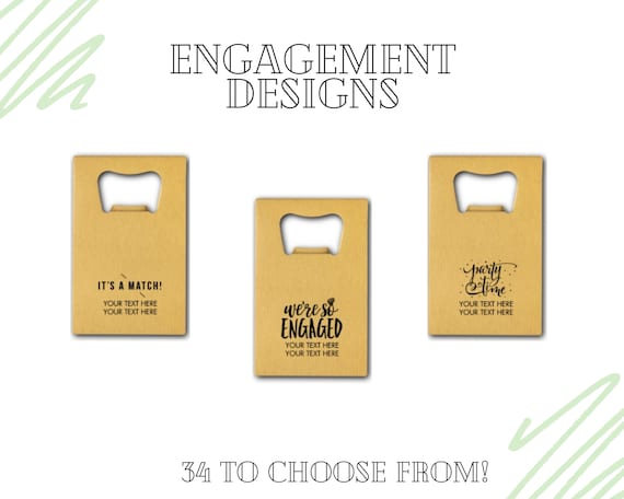 Custom Engagement Party White Coasters with Metal Bottle Opener Custom Engagement Party Favor We're Engaged 34 Designs to Choose From