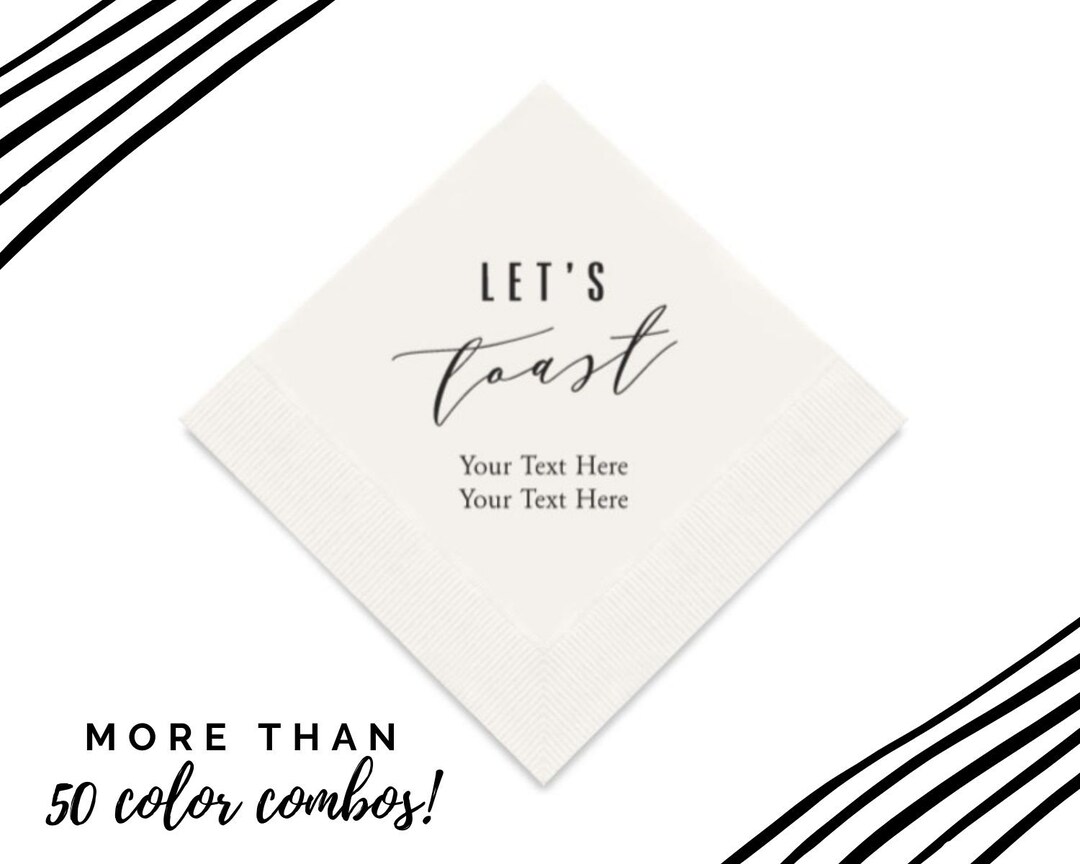 Let's Toast Napkins Personalized Paper Napkin Custom Napkins Printed