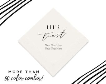 Let&#39;s Toast Napkins  - Personalized Paper Napkin - Custom Napkins - Printed Napkins - Modern - Minimalistic - Graduation - Birthday - Cheers