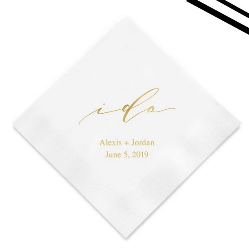 I Do Custom Printed Wedding Napkins 50 Pack Paper Wedding Napkins Personalized Napkins Engagement Party Napkins Wedding Reception image 3