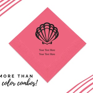 Custom Seashell Napkins in Set of 50 - Personalized Napkins - Party Napkins - Personalized Birthday Napkins - Under the Sea Party Napkins