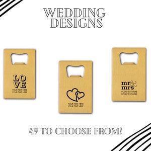 Custom Wedding Favor Gold Metal Bottle Opener - 49 Designs to Choose From - Custom Unique Wedding Favor - Useful Wedding Favor - Stainless