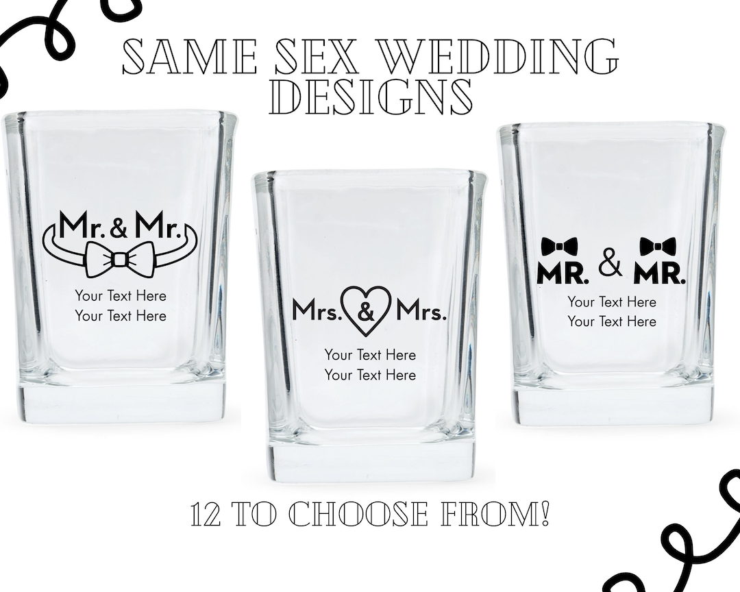 Custom Same Sex Wedding or Engagement Square Shot Glasses 12 Etsy