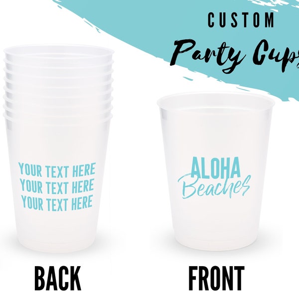 Tasses stade personnalisées - lot de 8 tasses personnalisées - plages Aloha - tasses fête d'anniversaire - fête sur la plage - EVJF - voyage entre filles