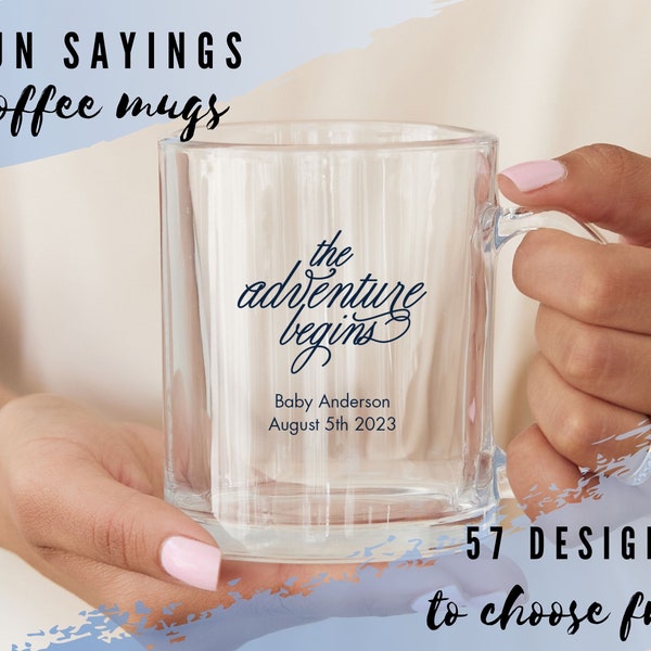 Custom Party Glass Coffee Mugs - 57 Designs to Choose From - Personalized Mugs - Bachelorette - Wedding - Birthday - Anniversary - Party