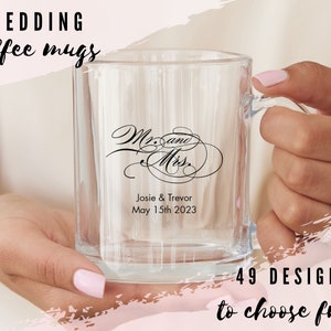 Custom Wedding Favor Glass Coffee Mugs - 49 Designs to Choose From - Personalized Mugs - Custom Unique Wedding Favor - Wedding Dessert Bar