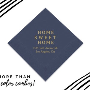 50 Pack Home Sweet Home Custom Printed Cocktail Paper Napkins - Housewarming Present - First Time Homeowners - Open House - Moving Day Gift
