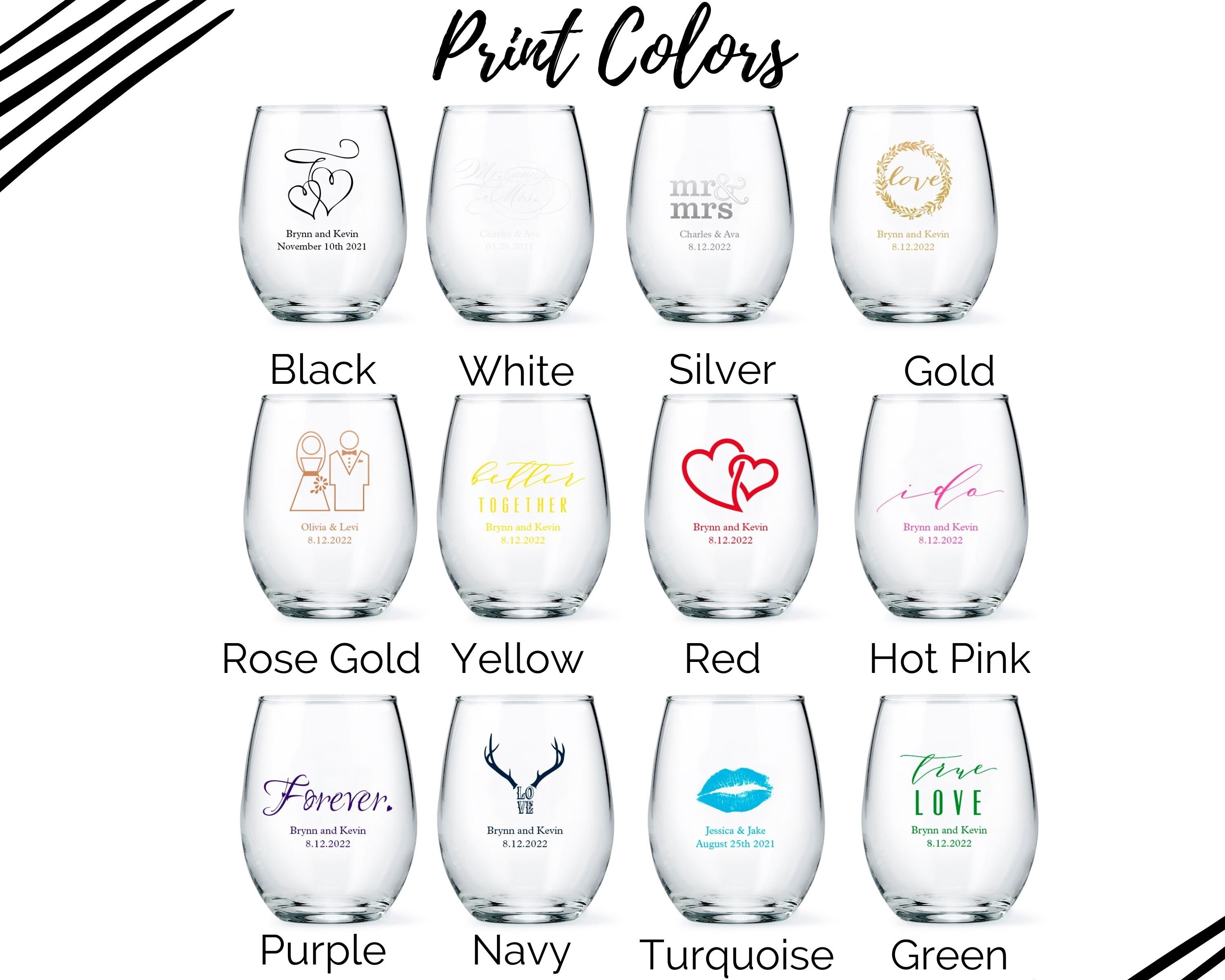 Custom Wedding Stemless Small Wine Glasses 49 Designs to Etsy