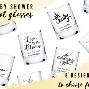 Custom Baby Shower Shot Glasses - 8 Designs to Choose From - Personalized Shot Glass - Custom Baby Shower Favor - Useful Baby Shower Favor