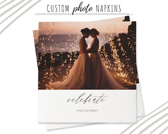 Personalized Wedding Napkins - Custom Image Wedding Napkins - Custom Beverage Napkins - Photo Cocktail Napkins - Custom Bar Napkins