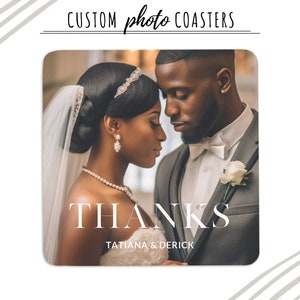 Posavasos de boda cuadrados con foto personalizados - Posavasos de boda con foto personalizados - Posavasos con logotipo personalizado - Posavasos de papel para boda - Posavasos de cumpleaños