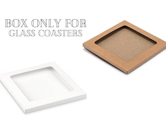 Glass Coaster Gift Boxes - Gift Box For Glass Coasters - Kraft or White Glass Coaster Gift Boxes