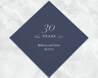 Personalized 30 Years Napkins - 30th Birthday Napkins - 30th Anniversary Napkins - Set of 50 Cocktail or Luncheon Personalized Napkins