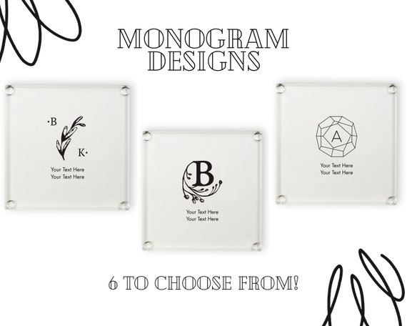Monogrammed on sale glass coasters