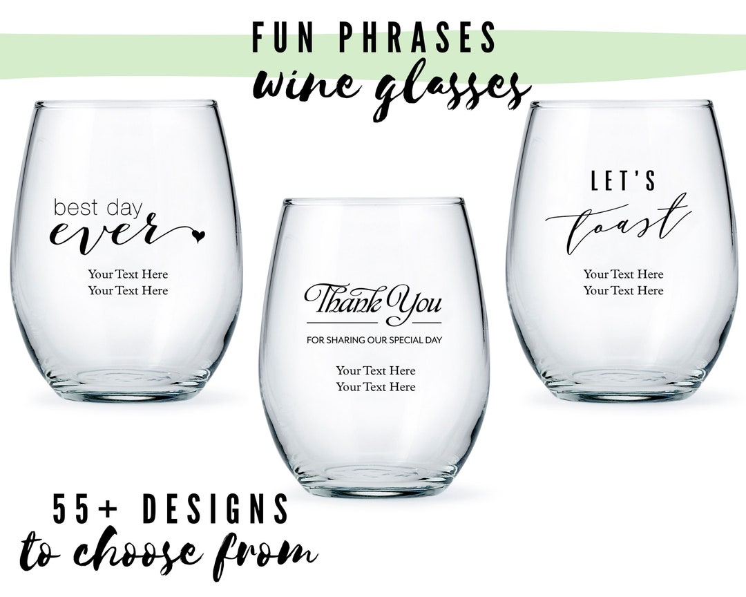Custom Fun Sayings Large Stemless Wine Glasses 57 Designs to Pick From