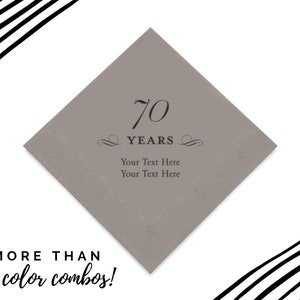 Serviettes de table personnalisées design 70 ans - 70e anniversaire - 70e anniversaire - serviettes en papier imprimées - 50 serviettes cocktail ou déjeuner