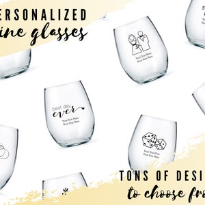 Personalized Large Wine Glasses - Custom Glassware - Wedding Wine Glasses - Birthday Wine Glasses - Bridal Shower Glasses - Unique Favor