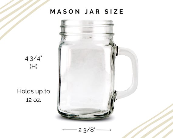 Custom Wedding 12 oz. Favor Mason Drinking Jars - 49 Designs to Pick From - Personalized Unique Wedding Favor Mugs - Wedding Reception