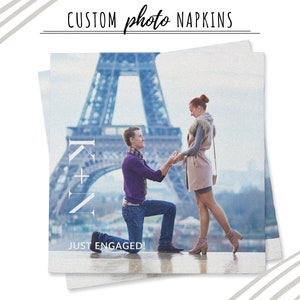 Custom Image Engagement Napkins - Personalized Photo Napkins - Custom Photo Cocktail Napkins - Custom Wedding Napkins - Logo Napkins