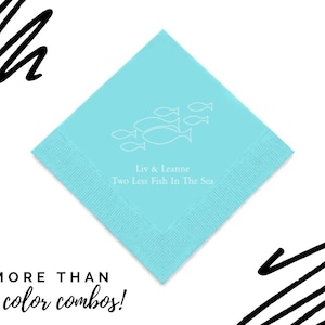 Fish in the Sea Personalized Napkins - 50 Pack Cocktail Party Napkins - Under the Sea Theme Party - Destination Wedding Napkin - Pool Party