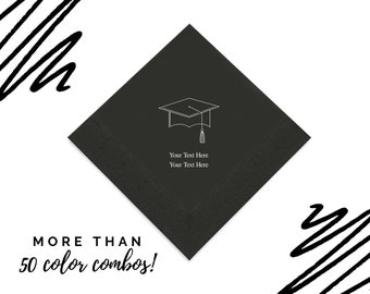 Custom Graduation Napkins - Personalized Grad Napkins - Convocation - Cocktail - Luncheon - Grad Party - University Graduation - 50 Napkins