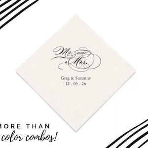 Set di 50 tovaglioli personalizzati per matrimonio - Tovaglioli stampati con la scritta Mr e Mrs - Tovaglioli per anniversario - Tovaglioli di carta stampati personalizzati per matrimonio