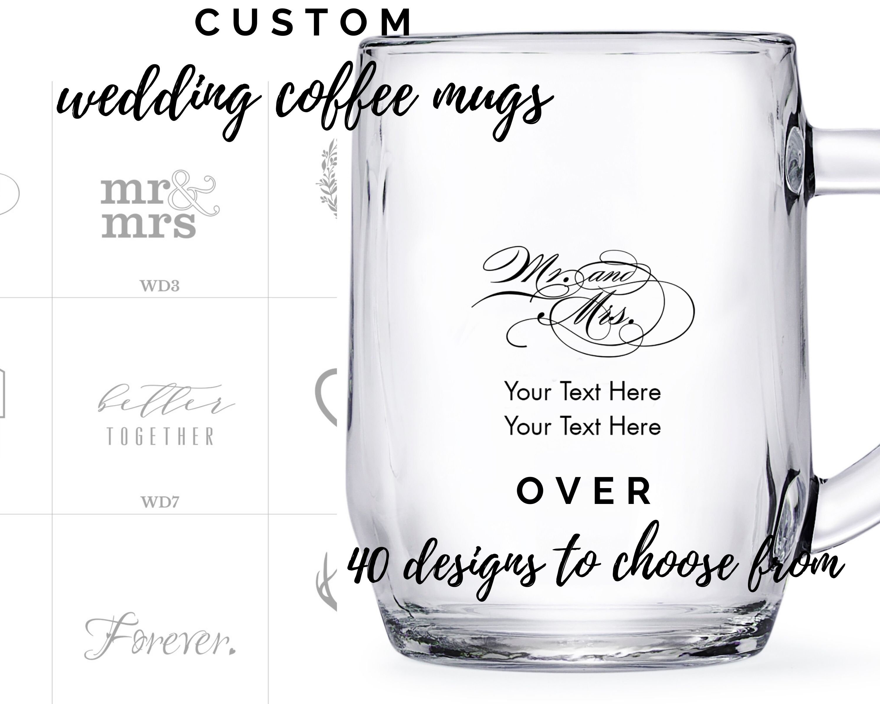Custom Wedding Favor Glass Coffee Mugs 49 Designs to Choose | Etsy