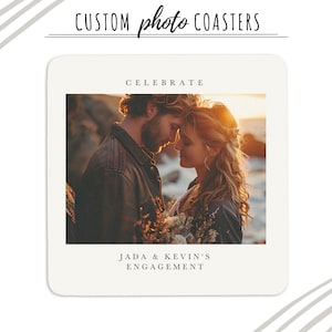 Posavasos personalizados con foto de compromiso - Posavasos cuadrados con imagen personalizada para bodas - Posavasos de papel con impresión personalizada - Posavasos con logotipo personalizado