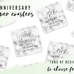 Sous-verres d&#39;anniversaire personnalisés - 21 modèles au choix - Sous-verres en papier personnalisés - Faveur de fête d&#39;anniversaire personnalisée - Anniversaire jalon