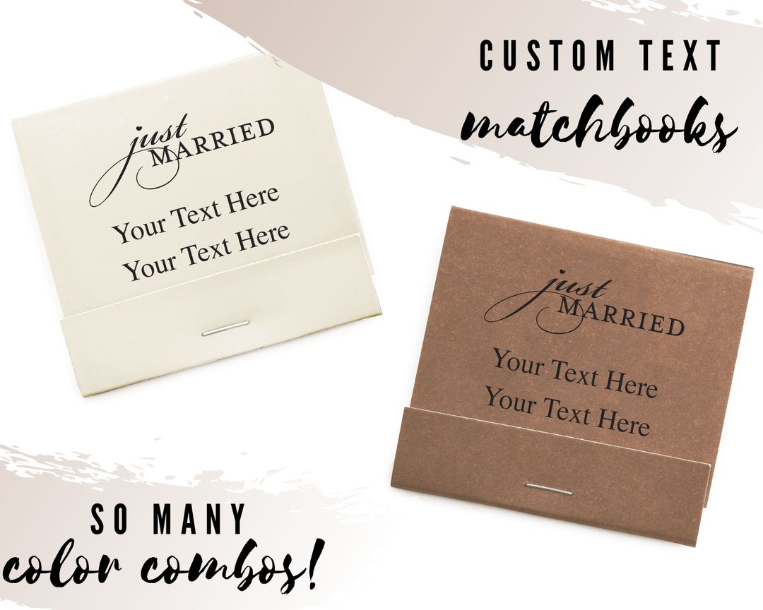 Set of 50 Just Married Matchbooks Wedding Matchbook Personalized