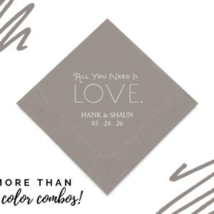 Love Quote Napkins in Set of 50 - Paper Napkin - Custom Printed Napkins - Wedding Napkins - Engagement Party - Vow Renewal - Anniversary