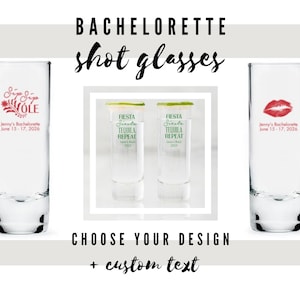 Custom Bachelorette Tall Shot Glasses - 44 Designs to Choose From - Personalized Shooters - Stagette Party Favor - Bachelorette Weekend
