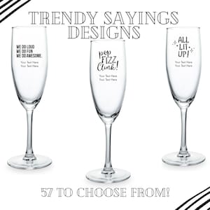 Flûtes à champagne personnalisées - 57 modèles au choix - Verres personnalisés - EVJF - Mariage - Anniversaire - Anniversaire - Fête