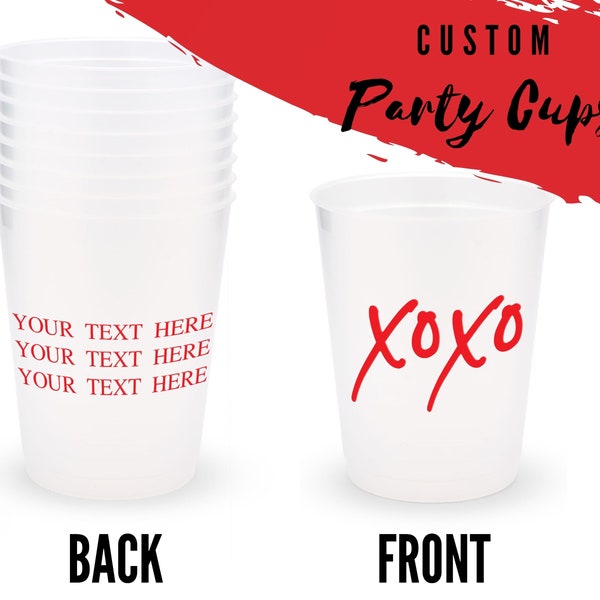 Lot de 8 verres de fête XOXO personnalisés - Tasses de fête personnalisées - Tasses EVJF - Tasses de mariage personnalisées - Stagette - Incassable