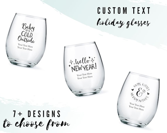 Personalized Christmas Wine Glasses Custom Holiday Party Small