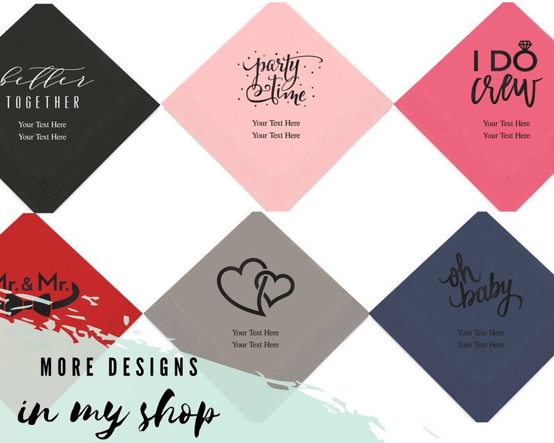 I Do Custom Printed Wedding Napkins 50 Pack Paper Wedding Napkins Personalized Napkins Engagement Party Napkins Wedding Reception image 9