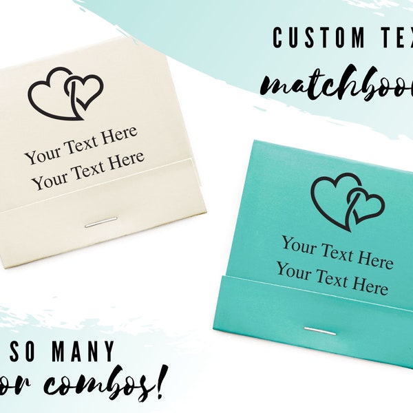 Set of 50 Interlocking Hearts Matchbooks - Wedding Matchbook - Personalized Wedding Matches - Custom Matchbook - Favors - Wooden Matches