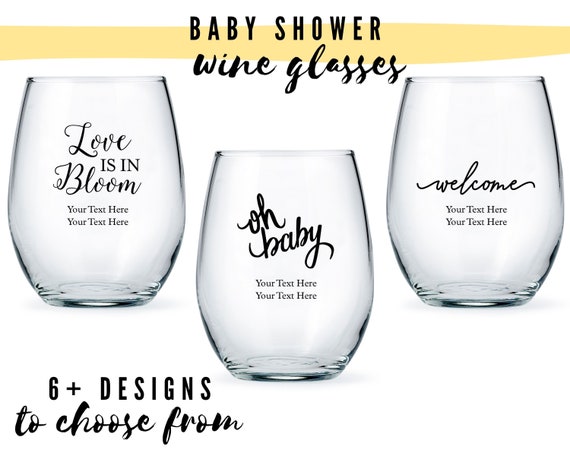 Custom Baby Shower Large Stemless Wine Glasses 8 Designs to Pick From  Personalized Wine Glass Custom Baby Shower Favor Gender Reveal 