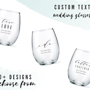 Custom Wedding Stemless Small Wine Glasses - 49 Designs to Choose From - Useful Wedding Favor - Guest Favor - Wedding Bar - Vineyard Wedding