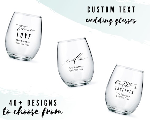 Custom Wedding Stemless Small Wine Glasses 49 Designs to Choose