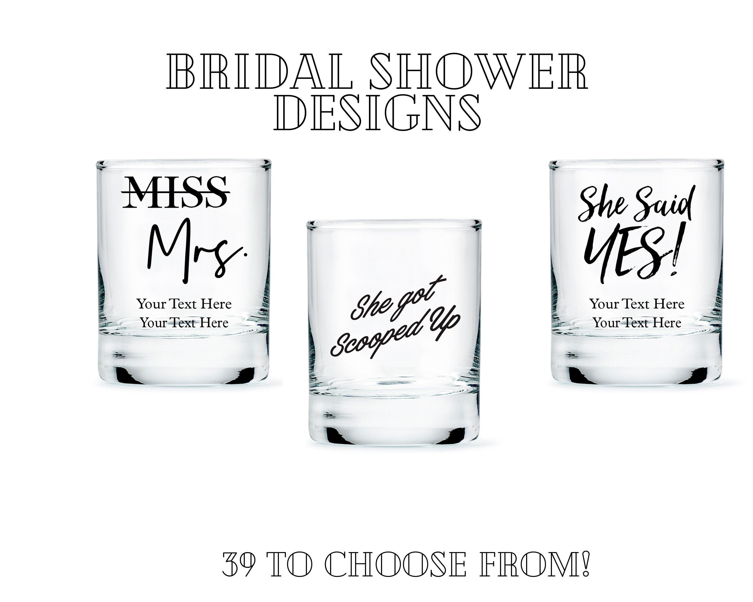 Custom Bridal Shower Shot Glasses 39 Designs to Choose From Etsy